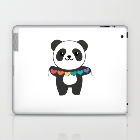 Rainbow Flag Gay Pride Lgbtq Hearts Panda Laptop & iPad Skin