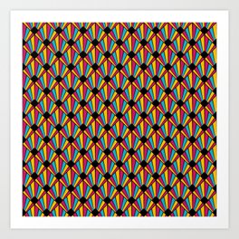 Geometric Art Deco Sunray TIle Pattern in Primary Colors c.CLRPTTRN Art Print