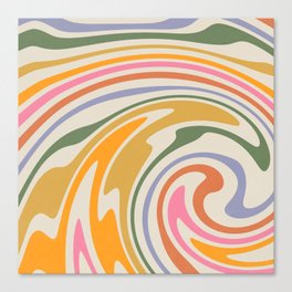 Rainbow Swirl Abstract Retro 70s  Canvas Print | 1970S, Aesthetic, Groovy, Pink, Vintage, Rainbow, Striped, Swirl, Yellow, Pattern 