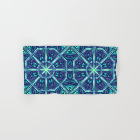 Kaleidoscope abstract in blue, purple and green Hand & Bath Towel