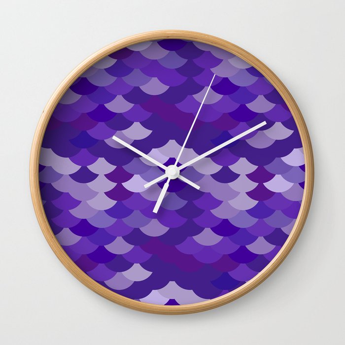 Ultra Violet Wave Abstract Simple Background With Japanese Seigaiha Circle Pattern Wall Clock By Ekaterinap