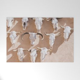 Cow Skulls Adobe - West Texas Photography Welcome Mat