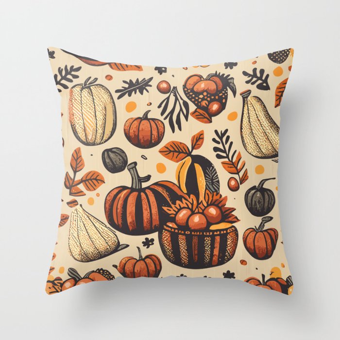 Thanksgiving pattern Throw Pillow