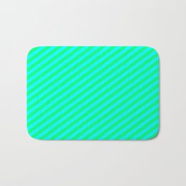 [ Thumbnail: Green & Cyan Colored Stripes Pattern Bath Mat ]