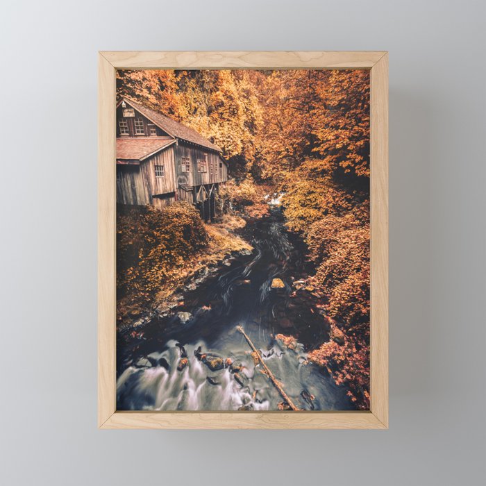 Autumn River Foliage Adventure - Fall Leaves PNW Framed Mini Art Print