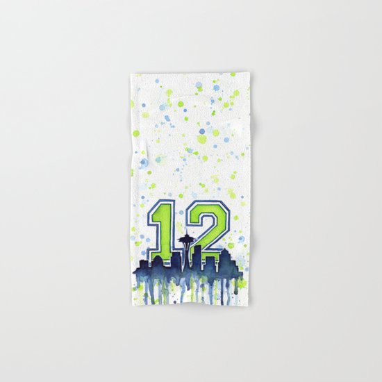 Hawks 12th Man Fan Art Seattle Space Needle Hand & Bath Towel