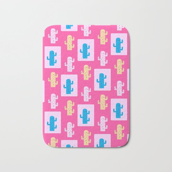 Cacti in pink Bath Mat