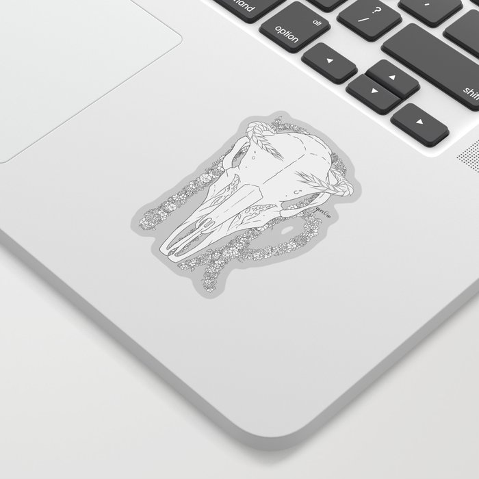 Virgo Skull - Black and white Sticker