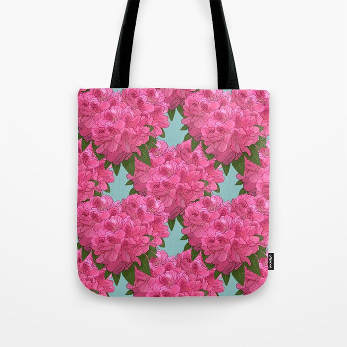 Pink Rhododendron Heart Pattern Tote Bag