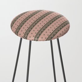 Sweater Weather - Pink/Moss Colorwork Heart Stripes Counter Stool