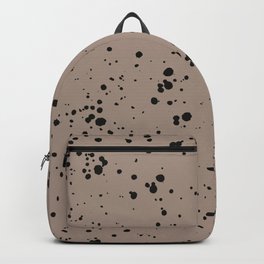 Black Paint Splatter on Dark Beige Backpack
