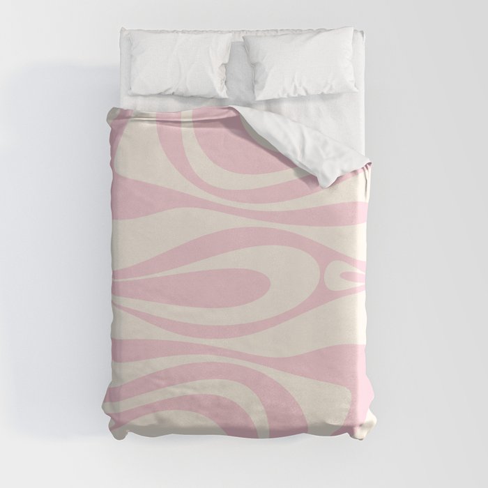 Mod Thang Retro Modern Abstract Pattern in Soft Pastel Pink and Cream Duvet Cover