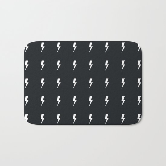Lightning on black Bath Mat