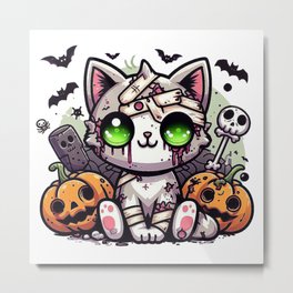 Zombie Cat Metal Print