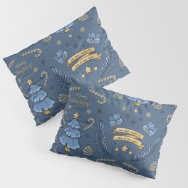 Gold & Blue Christmas Pillow Sham