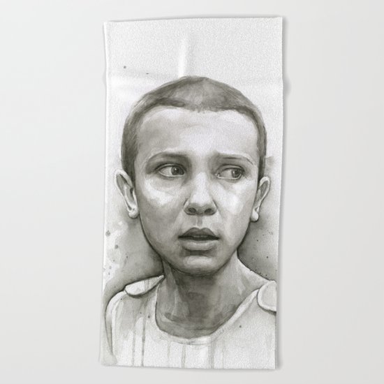 Stranger Things Eleven Portrait Upside Down Beach Towel