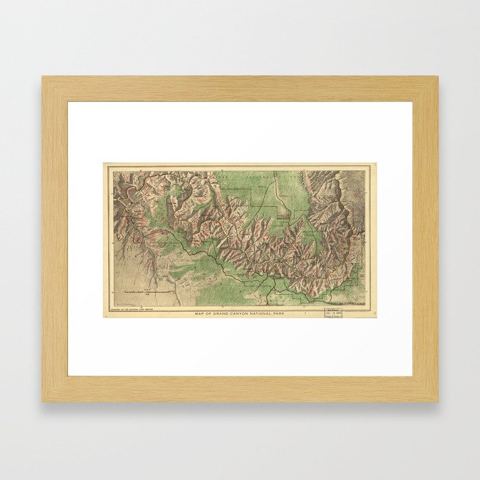 Vintage Map of The Grand Canyon (1926) Framed Art Print