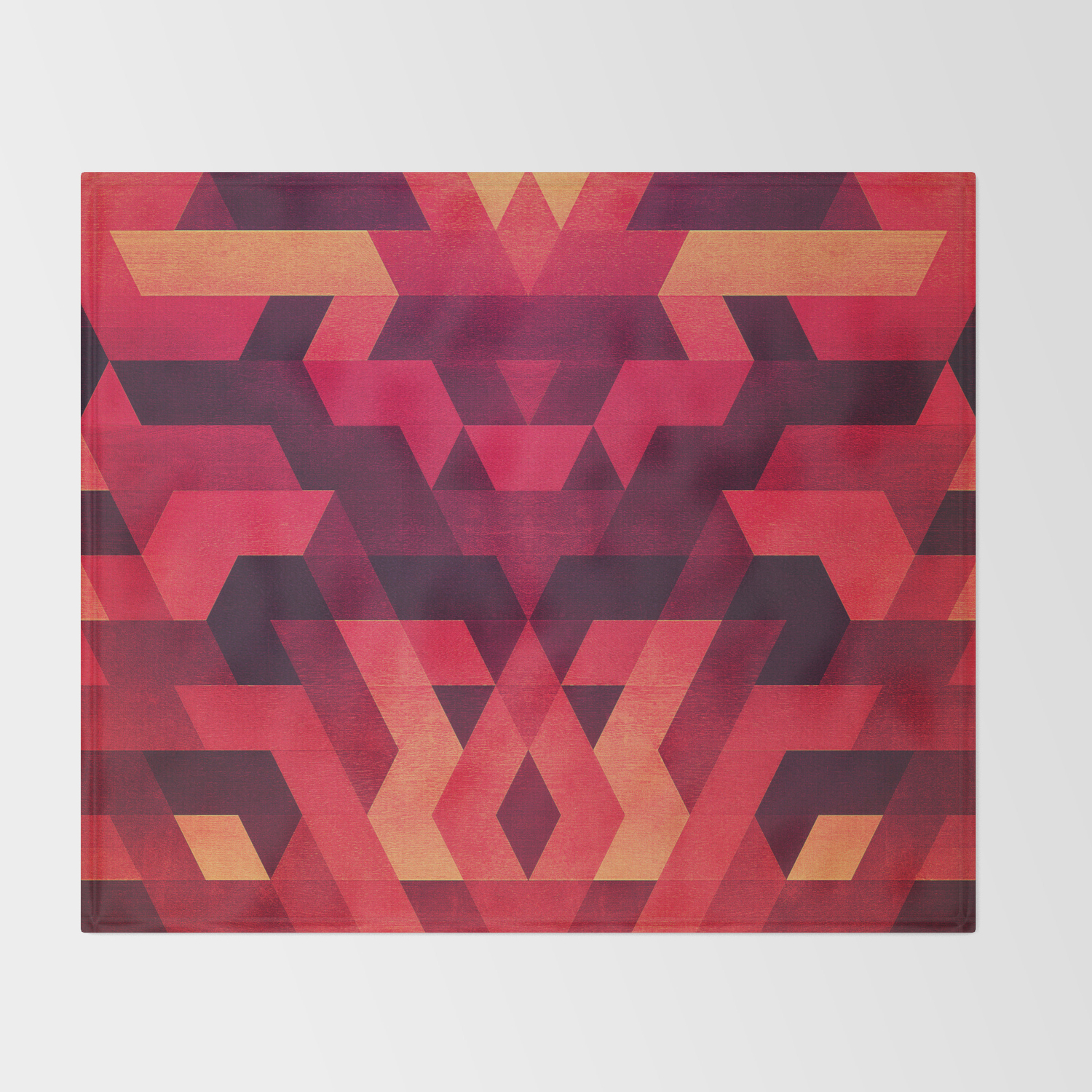 Abstract Geometric Triangle Texture Pattern Design In Diabolic Future Red Throw Blanket By Badbugsart Society6