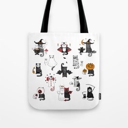 Horror Cats and mouses. Cute witch, vampire, angel and demon Tote Bag