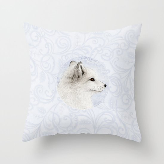 Polar Fox Profile Throw Pillow