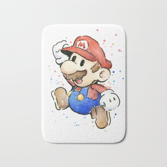 Mario Watercolor Bath Mat