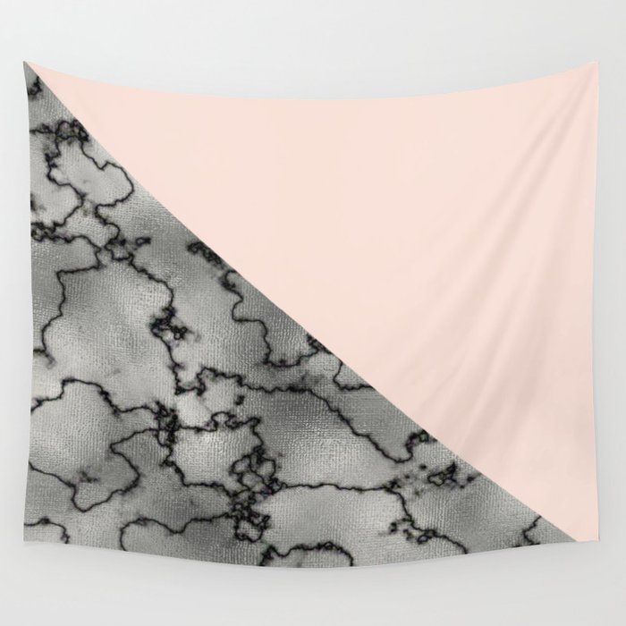 Peach and silver marble metallic Wall Tapestry
