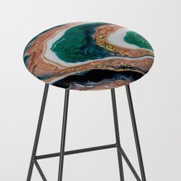 Green and Gold Geode Bar Stool