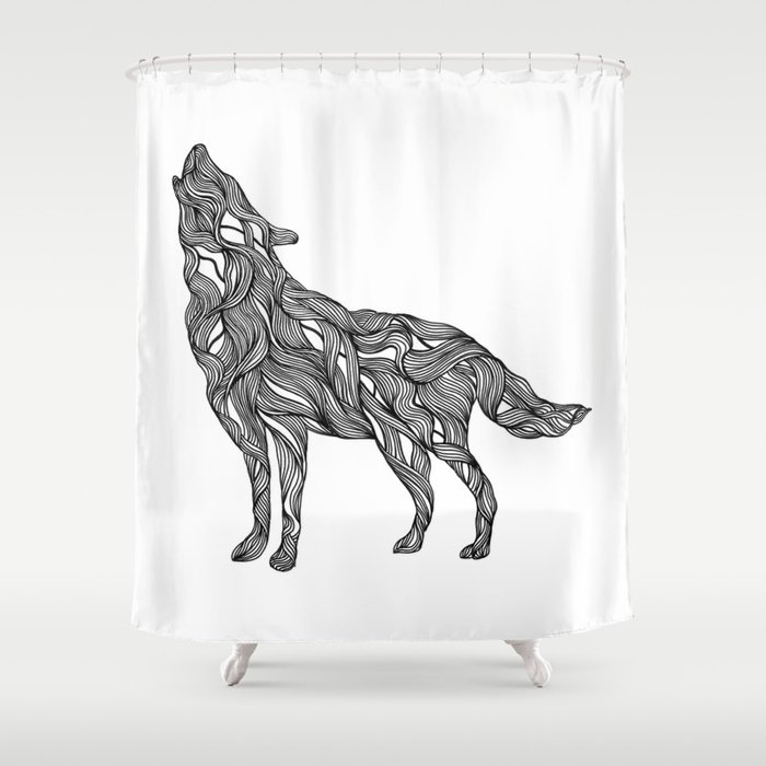 Wolf Shower Curtain By Thiago Bianchini, Wolf Shower Curtain Rings