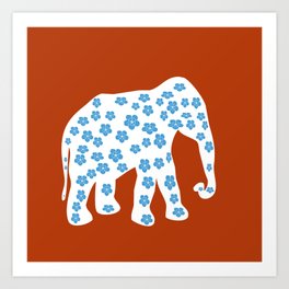 White flowered elephant Art Print