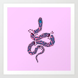 Choped Up Pink Snake  Art Print