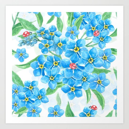 Forget me not seamless floral pattern Art Print