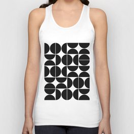 Mid Century Modern Geometric 04 Black Unisex Tanktop | Monochrome, Black And White, Abstract, Midcenturymodern, Popart, Illustration, Shapes, Geometric, Curated, Graphicdesign 