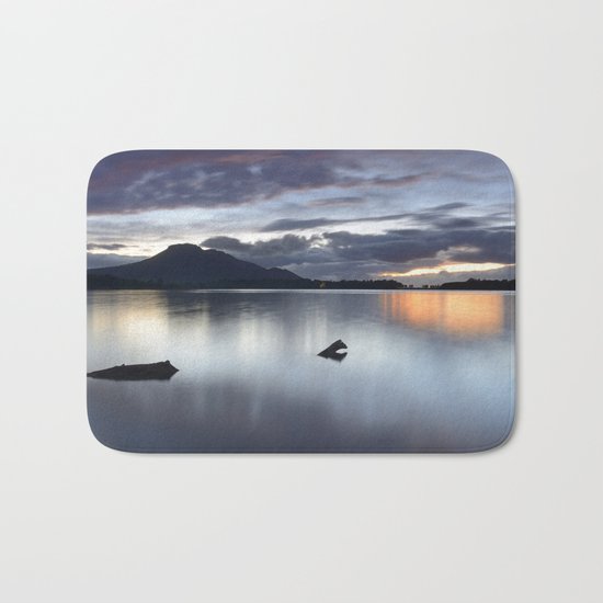 Purple. Sunset at the lake after the storm Bath Mat