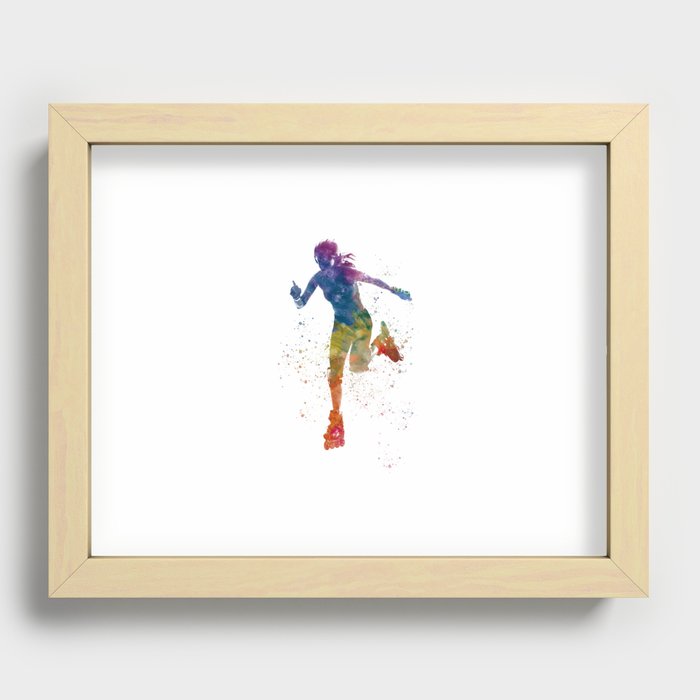 watercolor skating Recessed Framed Print