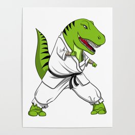 Karate T-Rex Dinosaur Ninja Martial Arts Poster