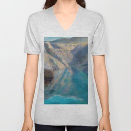 Žrnovnica lake and river, alpine mountain sapphire blue lake landscape painting Menci Clement Crnčić V Neck T Shirt