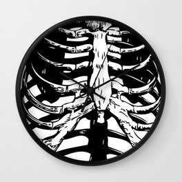 Skeleton Ribs | Skeletons | Rib Cage | Human Anatomy | Black and White | Wall Clock