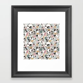 Terrazzo flooring seamless pattern with colorful marble rocks Framed Art Print