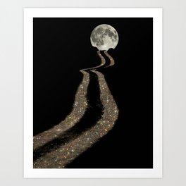 THE MOON | glitter | gold | path | full | planet | star | sky | night | glitter  Art Print
