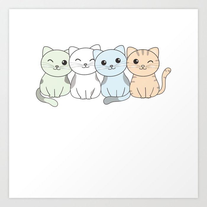 Unlabeled Flag Pride Lgbtq Cute Cat Art Print
