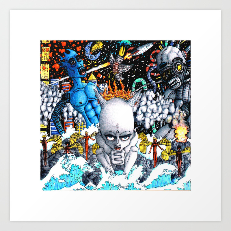 Pop Surrealism Wall Art Print Unique Contemporary Home Decor Manga