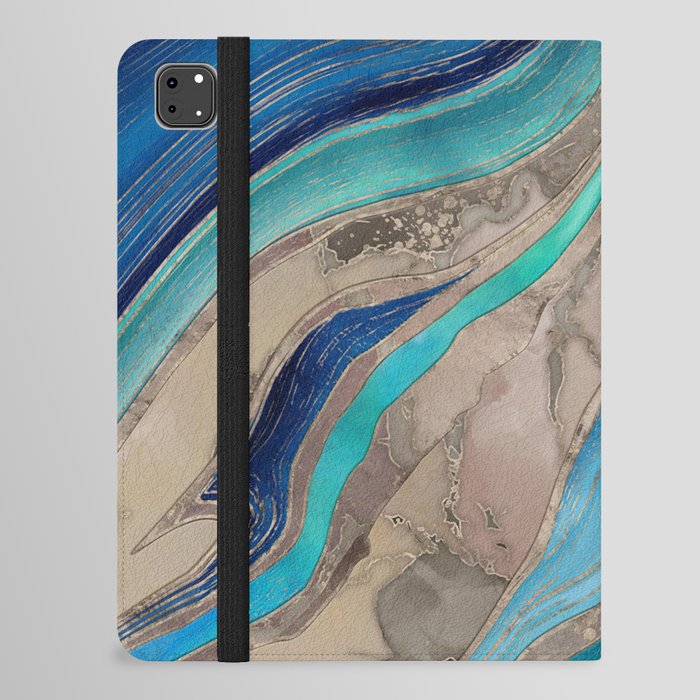 Ocean Palette  and taupe marble iPad Folio Case