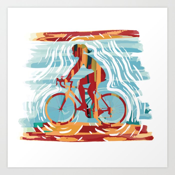 Vintage Mountain Bike Gift for Women Art Print