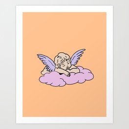 cupid cherub sleepy angel of love cute illustration  Art Print