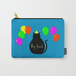 Party Animal Carry-All Pouch | Party, Balloons, Festive, Partyhat, Grumpy, Sarcasm, Blue, Meow, Partyanimal, Partydecorations 