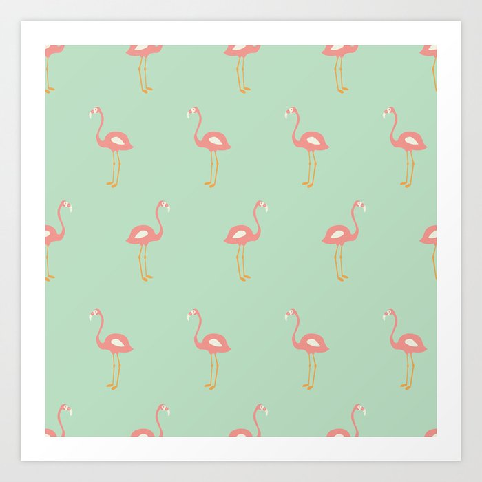 Flamingo Mint Pattern 009 Art Print
