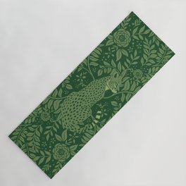Spring Cheetah Pattern - Forest Green Yoga Mat