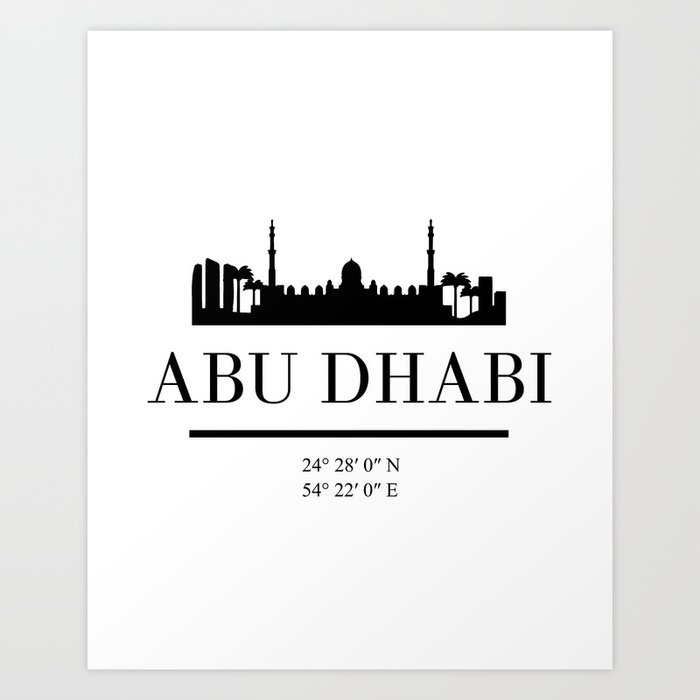 Abu Dhabi Uae Black Silhouette Skyline Art Art Print By