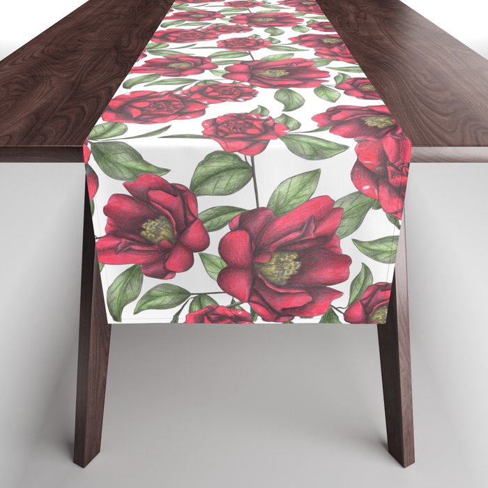 Blooming Camellias Table Runner