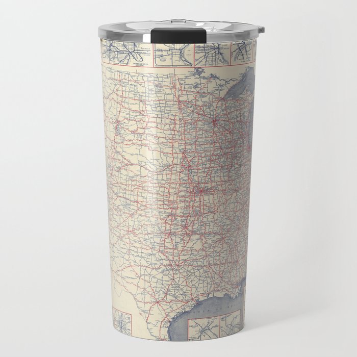  Paved Road Map of the United States 1930 - Vintage Illustrated Map Travel Mug